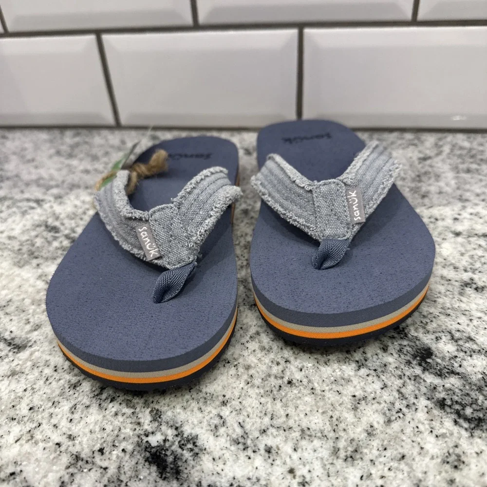 Sanuk Y Fraidy Stacker Slip On Flip Flops Sandal Shoes Youth Size 13-1‎ New